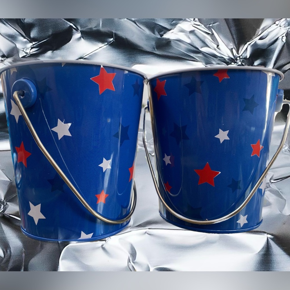 Stars & Stripe Tin Buckets + Party Glasses [4th of July Edition]